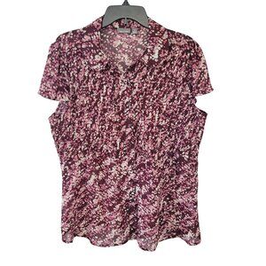 Apt 9 Pintuck Flutter Sleeve Blouse  Womens 1X Semi Sheer Classy Silky Career